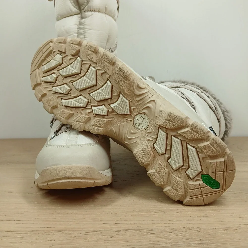 Timberland Boots Women 9 White Faux Fur Insulated Waterproof Winter Snow